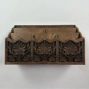 Lerner Faux Wood Ornate Carved Desktop Letter Paper Holder